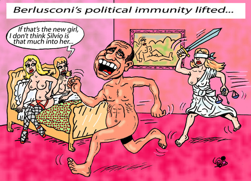 Cartoon: POLITICAL IMMUNITY... (medium) by Vejo tagged berlusconi,corruption,immunity