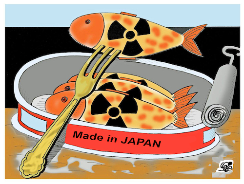 Cartoon: Radioactive water Japan (medium) by Vejo tagged japan,radioactive,water,environment,pacific,ocean,health