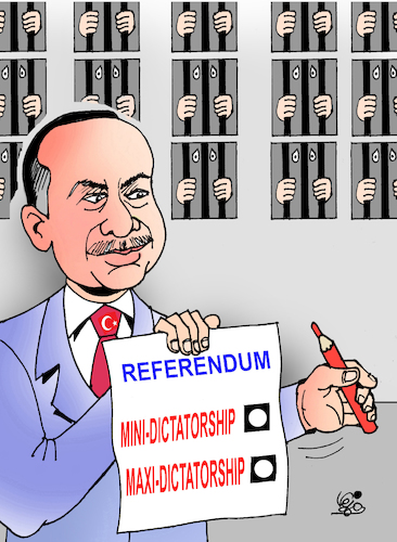 Cartoon: Referendum Erdogan... (medium) by Vejo tagged erdogan,dictatorship,democratie,freedom,of,speech