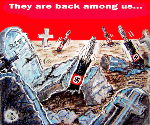 Cartoon: They are Back... (medium) by Vejo tagged extreme,right,nazism,racism,germany,the,nederlands,belgium,usa