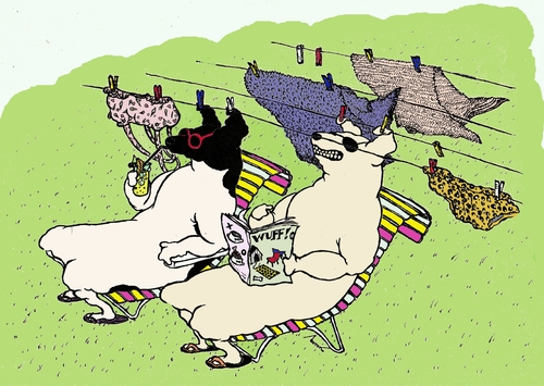 Cartoon: trocken (medium) by motoko tagged hund,dog,sommer,wäsche,häangen,trocknen,garten