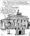Cartoon: Fußballfans vorm Brandenb. Tor (small) by Alan tagged fußballfans brandenburger tor quadriga berlin hertha stadtbesichtigung