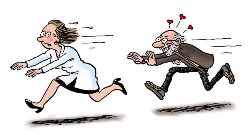 Cartoon: Old skirt-chaser (medium) by deleuran tagged old,age,nurses,nursing,homes,womanizers,