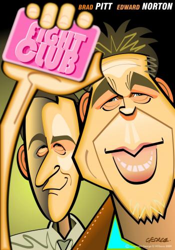 Cartoon: Fight Club (medium) by spot_on_george tagged fight,club,brad,pitt,edward,norton,caricature