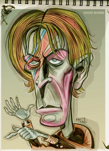 Cartoon: Caricature of David Bowie (medium) by McDermott tagged bowie,music,davidbowie,mcdermott