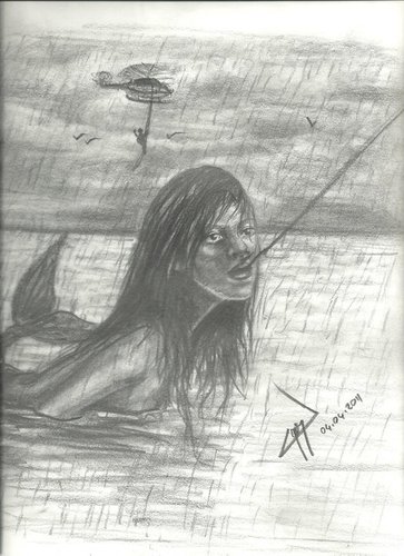 Cartoon: mermaid and death (medium) by ressamgitarist tagged drawing