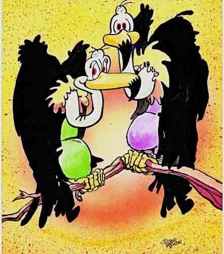 Cartoon: Vultures (medium) by Jedpas tagged vultures,animals,greetings,card,birthday,cute,bird