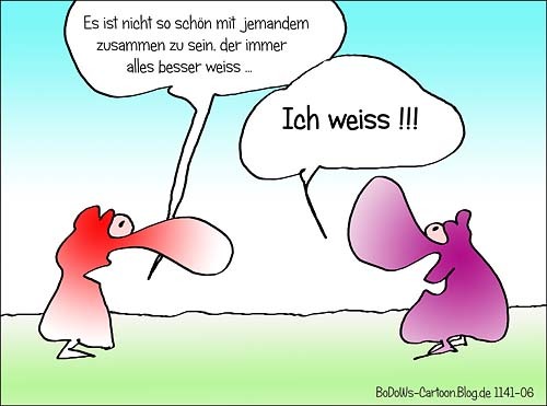 Cartoon: ... Wissen ... (medium) by BoDoW tagged frust,besserwisser,besser,paar,beziehung,wissen