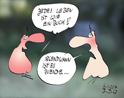 Cartoon: Lebensweisheit (medium) by BoDoW tagged leben,weisheit,tod,buch,literatur,existenz,sein,vorbei,pessimismus,depression