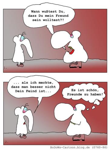 Cartoon: Militante Freundschaft (medium) by BoDoW tagged fascho,paar,beziehung,gewalt,zwang,freundschaft