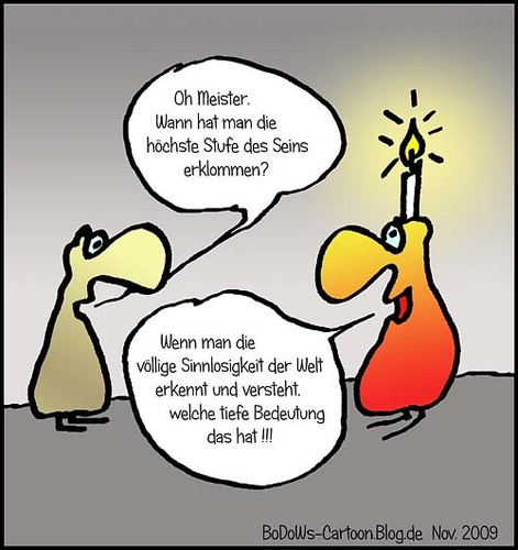 Cartoon: Die höchste Stufe des Seins (medium) by BoDoW tagged esoterik,tiefe,bedeutung,grundsatzfrage,sinnlos,stufe,höchste,sein,sinn,meister