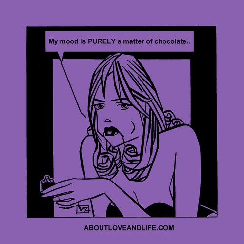 Cartoon: 063_alal Chocolate Mood (medium) by Age Morris tagged tags,dumbblonde,girltalk,babe,hotgirl,atomstyle,aboutloveandlife,victorzilverberg,agemorris,mood,moodswings,chocolate,pure,purely