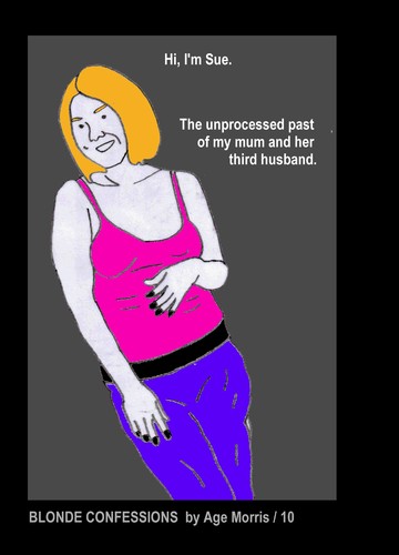 Cartoon: AM - The Unprocessed Past (medium) by Age Morris tagged agemorris,blondconfessions,blondeconfessions,sue,unprocessedpast,mum,dad,parents,thirdhusband,manandwife,happilymarried,daughter