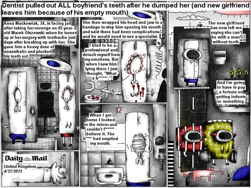 Cartoon: dentist (medium) by bob schroeder tagged dentist,girlfriend,boyfriend,teeth,revenge,toothache,surgery,love,emotion,indents,complication