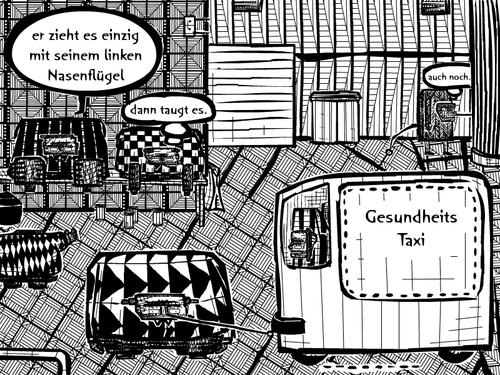 Cartoon: gesundheitstaxi (medium) by bob schroeder tagged gesundheit,taxi,hilfe,sozial,dienst,armut,krankheit