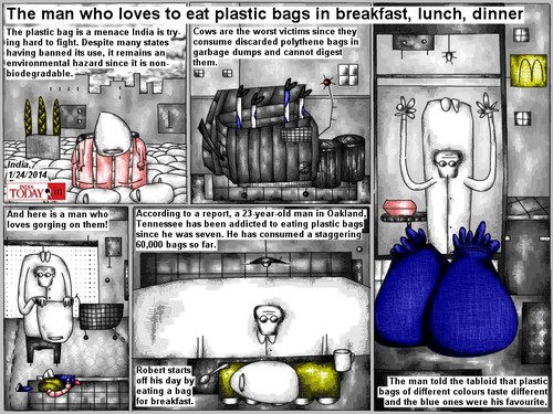 Cartoon: plastic food (medium) by bob schroeder tagged plastic,food,addiction,carbage,bag,nutrition