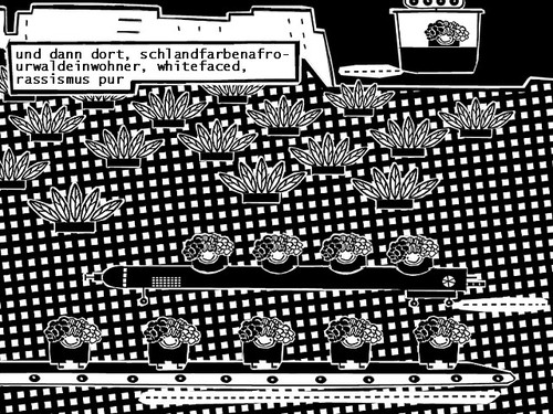 Cartoon: schlandfarbenafro (medium) by bob schroeder tagged fussball,wm,weltmeisterschaft,schland,afro,wig,peruecke,blackface,fanartikel,ureinwohner