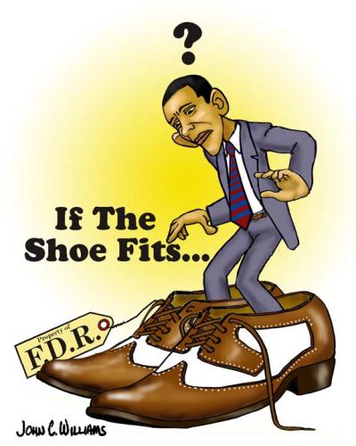 Cartoon: If the shoe fits... (medium) by saltpppr tagged barak,obama,political,recession