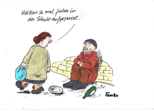Cartoon: Obdachlos (medium) by Skowronek tagged harz,arbeitslos,platte,machen,obdachloser,deskriminierung,armut