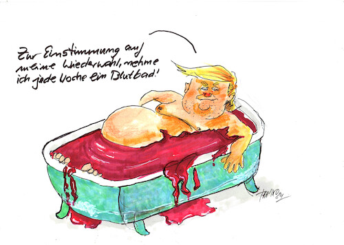 Cartoon: Blutbad (medium) by Skowronek tagged freiheitsstatue,blutbad,demokraten,kapitol,trump,diktatur,tyramerika,usa,wahlen,republikaner,skowronek,cartoons,wahlkampf,karikaturen
