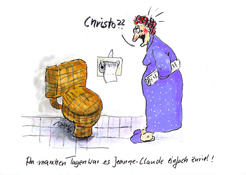 Cartoon: Christo (medium) by Skowronek tagged reichstagverhüllung,christo,jeanne,claude,verapackung,berlin,paris,new,york,künstler