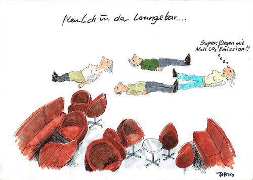 Cartoon: Loungebar (medium) by Skowronek tagged loungebar,entspannung,fliegen,co2