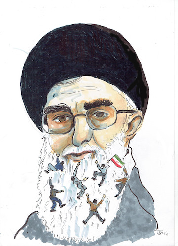 Cartoon: Proteste im Iran (medium) by Skowronek tagged iran,ajatollah,khamenei,studenten,proteste,verhaftungen