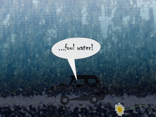 Cartoon: Heavy Rain (medium) by Nikklaus tagged water,rain,heavy,hard,flower,car,driver,inside,swim,road,flood