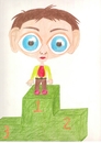 Cartoon: winner boy (small) by paintcolor tagged caricature,winner,boy,pedestal,first,place,number,one