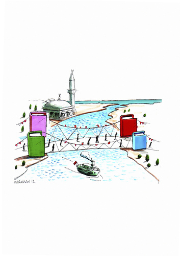 Cartoon: Bosporus-Brücke (medium) by Mehmet Karaman tagged brücke,literatur,istanbul