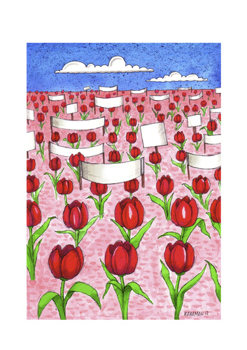 Cartoon: Frühlings Erwachen (medium) by Mehmet Karaman tagged aufmarsch,frühling,tulpen