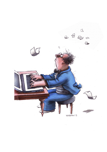 Cartoon: Komponisten der moderne (medium) by Mehmet Karaman tagged computer,musik,schreiben