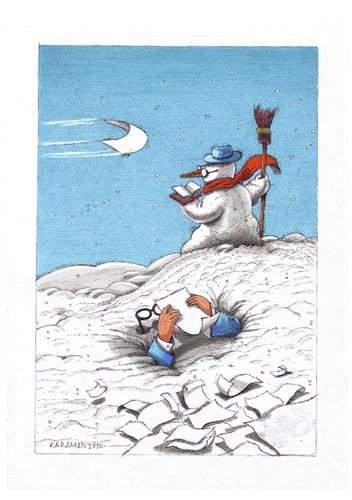 Cartoon: lieber Winter (medium) by Mehmet Karaman tagged lesen,literatür,bücher,brief,schneemann