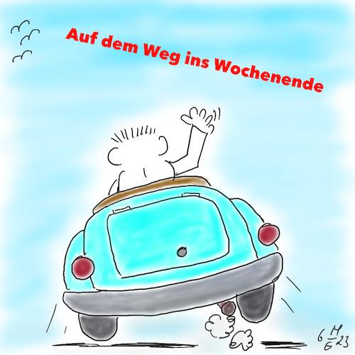 Cartoon: Ab ins Wochenende! (medium) by legriffeur tagged radfahren,fahrrad,fahrradfahren,wochenende,abinswochenende,auto,mitdemautoinswochenende