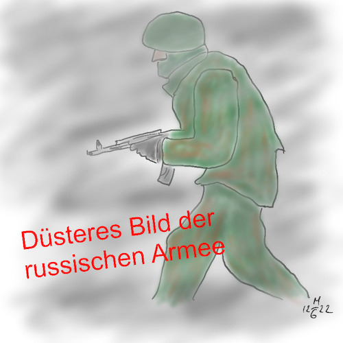 Cartoon: Düsteres Bild der Armee (medium) by legriffeur tagged russland,ukraine,ukrainekonflikt,ukrainekrise,ukrainekrieg,putin,russischearmee,düsteresbild,europa