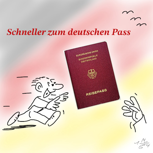 Cartoon: Einbürgerung (medium) by legriffeur tagged einbürgerung,staatsbürgerschaft,deutschland,einwandern,einwanderung,einwanderer,innenpolitik,deutscherpass,deutschestaatsangehörigkeit
