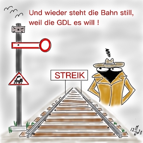 Cartoon: GDL Streik (medium) by legriffeur tagged bahn,db,gdl,streik,bahnstreik,tarifkonflikt,lokführer,bahnvorstand,löhne,deutschland