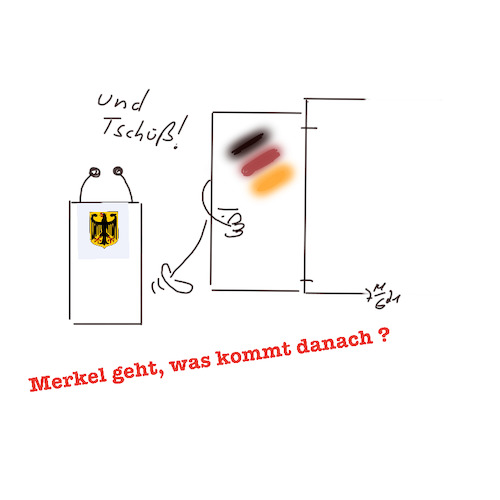 Cartoon: Merkel tritt ab (medium) by legriffeur tagged merkel,bundestagswahl,kanzlerwahl,bundeskanzler,bundeskanzlerwahl
