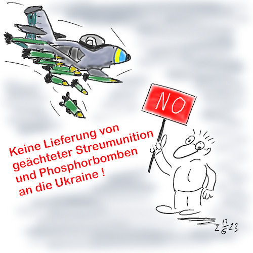 Cartoon: Noch mehr Waffen (medium) by legriffeur tagged waffen,bomben,waffensysteme,streubomben,phosphorbomben,ukrainekrieg,ukrainekonflikt,deutschland,waffenlieferunngen,waffenfürdieukraine,geächtetewaffen,krieg,nato,europa