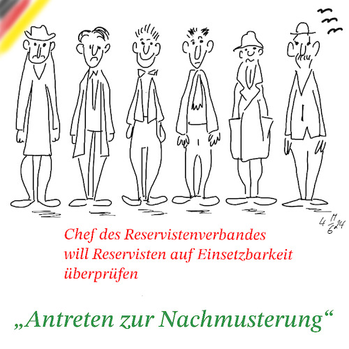 Cartoon: Reservisten (medium) by legriffeur tagged bundeswehr,reserve,reservisten,deutschland,verteidigung,reservistenverband,krieg,tauglichkeit,wehrdienst