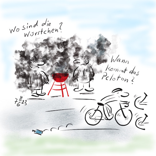 Cartoon: Wann kommt das Peloton ? (medium) by legriffeur tagged radsport,radfahren,tourdefrance,dietourrolltwieder,zuschauer,tourzuschauer,frankreich
