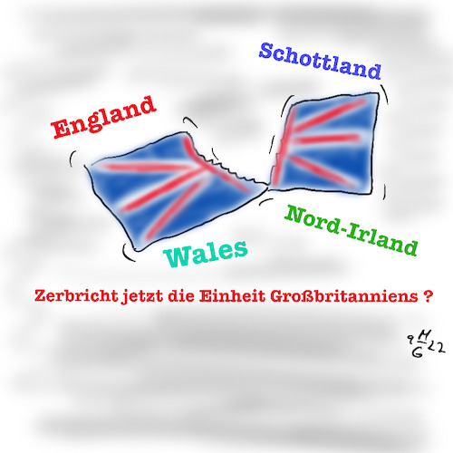 Cartoon: Zerbricht die Einigkeit? (medium) by legriffeur tagged england,wales,schottland,scotland,nordirland,einigkeit,europa,charlesiii,queenelisabethii
