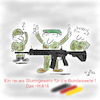 Cartoon: Neues Sturmgewehr (small) by legriffeur tagged bund,bundeswehr,verteidigung,nato,sturmgewehr,hecklerundkoch,hk416,deutschland,verteidigungsministerium,verteidigungsministerin,verteidigungshaushalt
