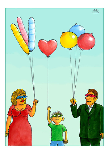 Cartoon: Ballloons (medium) by Makhmud Eshonkulov tagged love,family