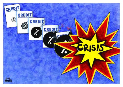 Cartoon: Credit Crisis (medium) by Makhmud Eshonkulov tagged financial,crisis,money,credits