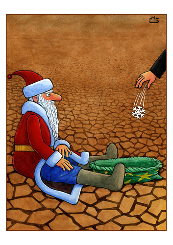 Cartoon: Hot Christmas (medium) by Makhmud Eshonkulov tagged climate,change,global,warming,christmas,santa,claus,xmas