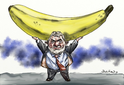Cartoon: Lula-banana (medium) by Bob Row tagged lula,brazil,caricature