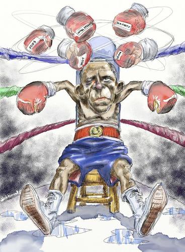 Cartoon: Obama the Hope is gone (medium) by Bob Row tagged obama,hope,economy,tea,party,wall,street,jobs,iran