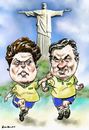 Cartoon: Dilma_Aecio (small) by Bob Row tagged aecio,dilma,neves,rousseff,brazil,elections,democracy
