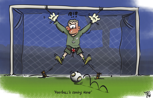 Cartoon: Football is coming home (medium) by subbird tagged 2010,wm,green,robert,torhüter,england,fussball